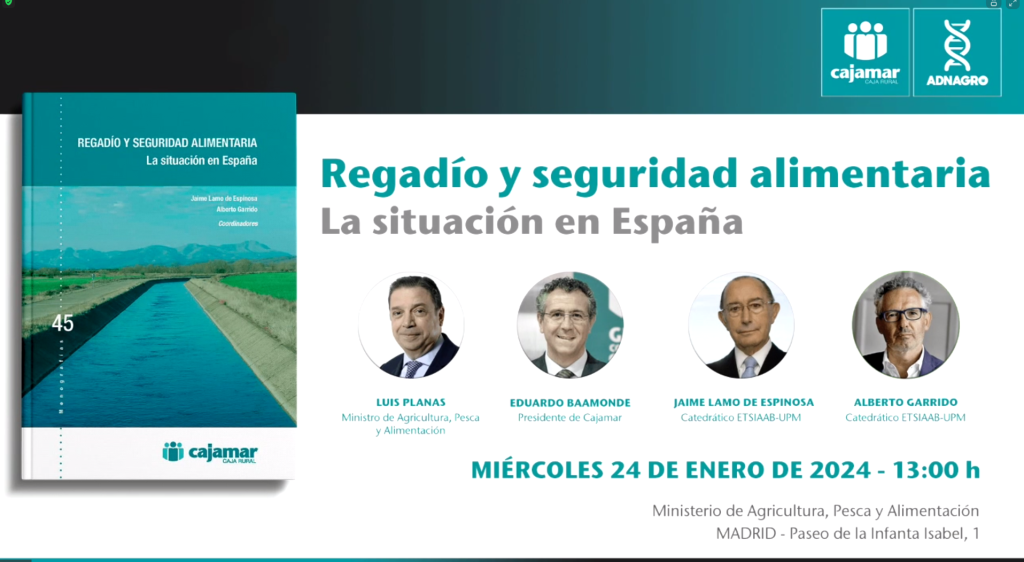 Cover of the presentation of the event. Irrigation for food security 