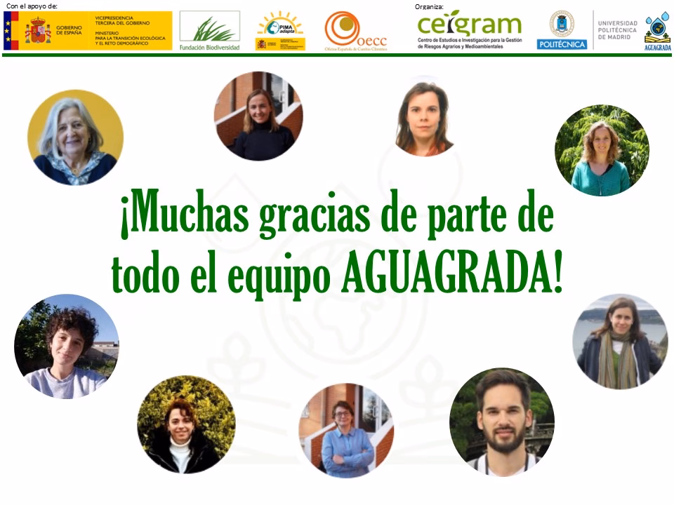 fotografía del equipo de AGUAGRADA con el mensaje: Muchas gracias de parte de todo el equipo de AGUAGRADA.